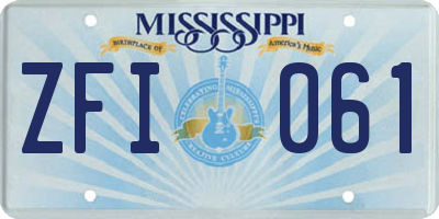 MS license plate ZFI061