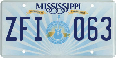 MS license plate ZFI063