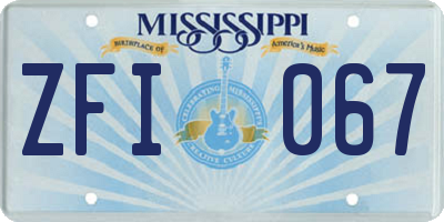 MS license plate ZFI067