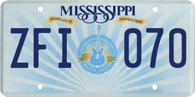 MS license plate ZFI070