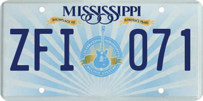 MS license plate ZFI071