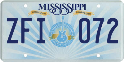 MS license plate ZFI072