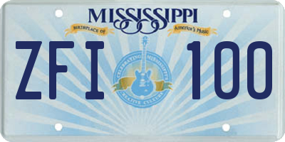 MS license plate ZFI100