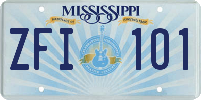MS license plate ZFI101