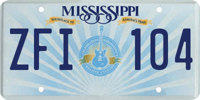 MS license plate ZFI104