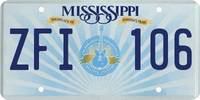 MS license plate ZFI106