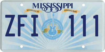 MS license plate ZFI111