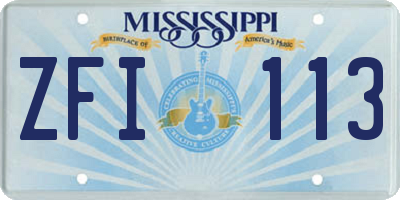 MS license plate ZFI113