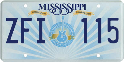 MS license plate ZFI115
