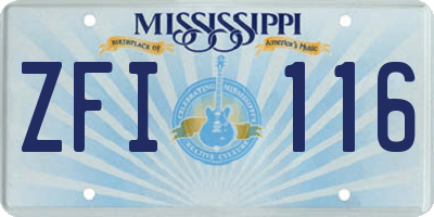 MS license plate ZFI116