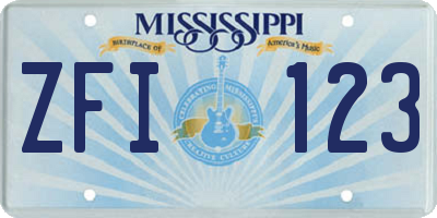 MS license plate ZFI123