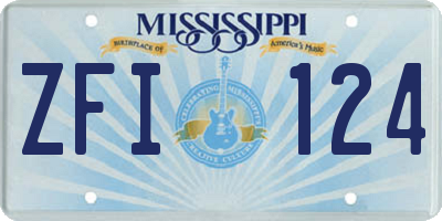 MS license plate ZFI124