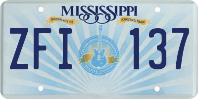 MS license plate ZFI137