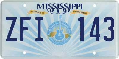 MS license plate ZFI143