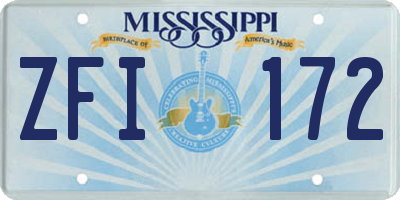 MS license plate ZFI172