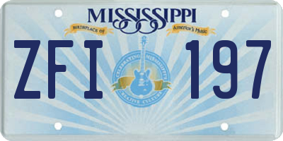 MS license plate ZFI197
