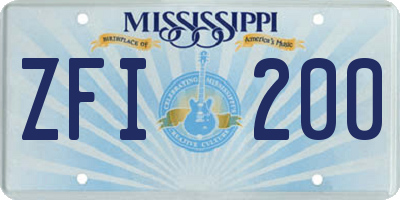 MS license plate ZFI200