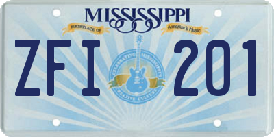 MS license plate ZFI201