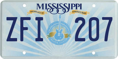 MS license plate ZFI207