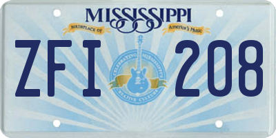 MS license plate ZFI208