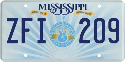 MS license plate ZFI209