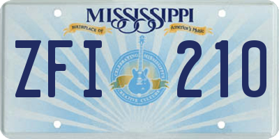 MS license plate ZFI210