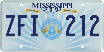MS license plate ZFI212