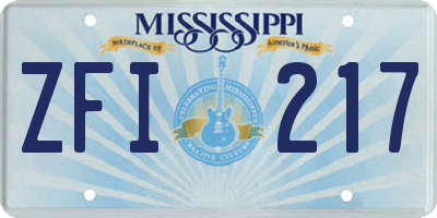 MS license plate ZFI217