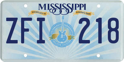 MS license plate ZFI218