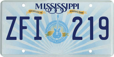 MS license plate ZFI219