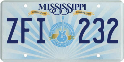 MS license plate ZFI232