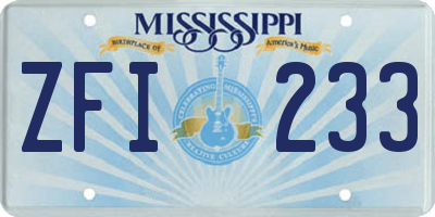 MS license plate ZFI233