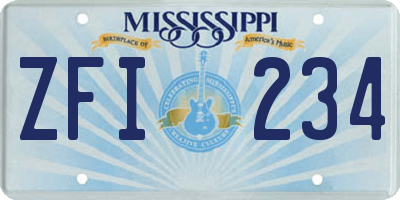 MS license plate ZFI234
