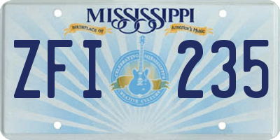 MS license plate ZFI235