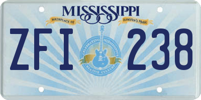 MS license plate ZFI238