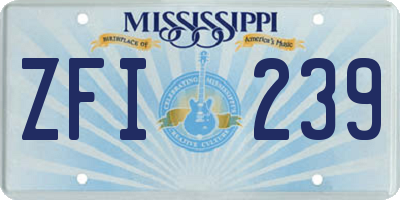 MS license plate ZFI239