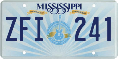 MS license plate ZFI241