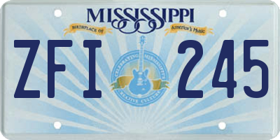 MS license plate ZFI245