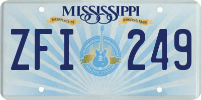 MS license plate ZFI249