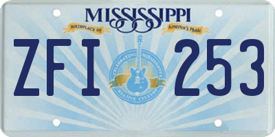 MS license plate ZFI253