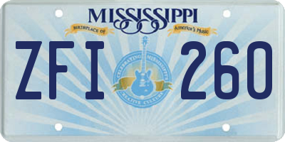 MS license plate ZFI260