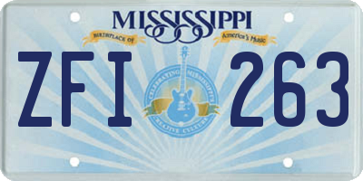 MS license plate ZFI263