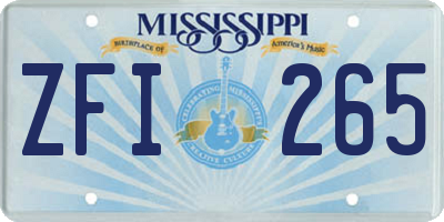 MS license plate ZFI265