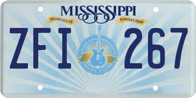 MS license plate ZFI267