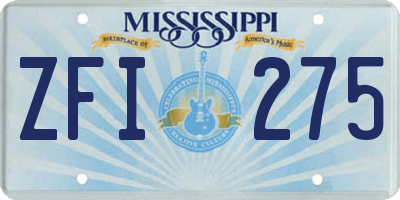 MS license plate ZFI275