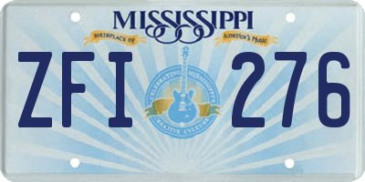 MS license plate ZFI276