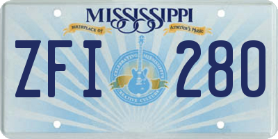 MS license plate ZFI280