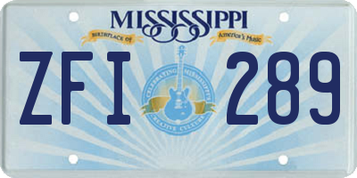MS license plate ZFI289