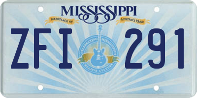 MS license plate ZFI291