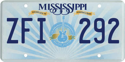 MS license plate ZFI292